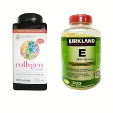 Combo Collagen Youtheory Type 1 2 3 390 Viên Và Vitamin E Kirkland 400IU 500 Viên