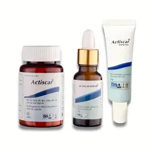 Combo 3 Actiscar Mờ Sẹo Rỗ Lồi Lõm – Kem 20g + Serum 15g + Viên Uống 30 Viên