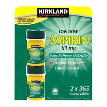 Kirkland Low Dose Aspirin 81mg – Hỗ Trợ Giảm Đau Nhẹ & Chăm Sóc Sức Khỏe Tim Mạch – 2 Lọ x 365 Viên – Mỹ