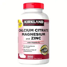 Viên uống Kirkland Calcium Magnesium Zinc 500mg hỗ trợ xương khớp Mỹ