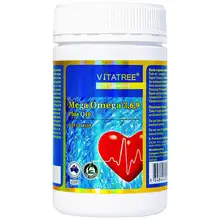 Viên Uống Vitatree Mega Omega 3-6-9 Plus Q10 – Vitatree – Bổ Sung Omega Hỗ Trợ Sức Khỏe Tim Mạch, Não Bộ & Thị Lực – Hộp 120 Viên – Úc